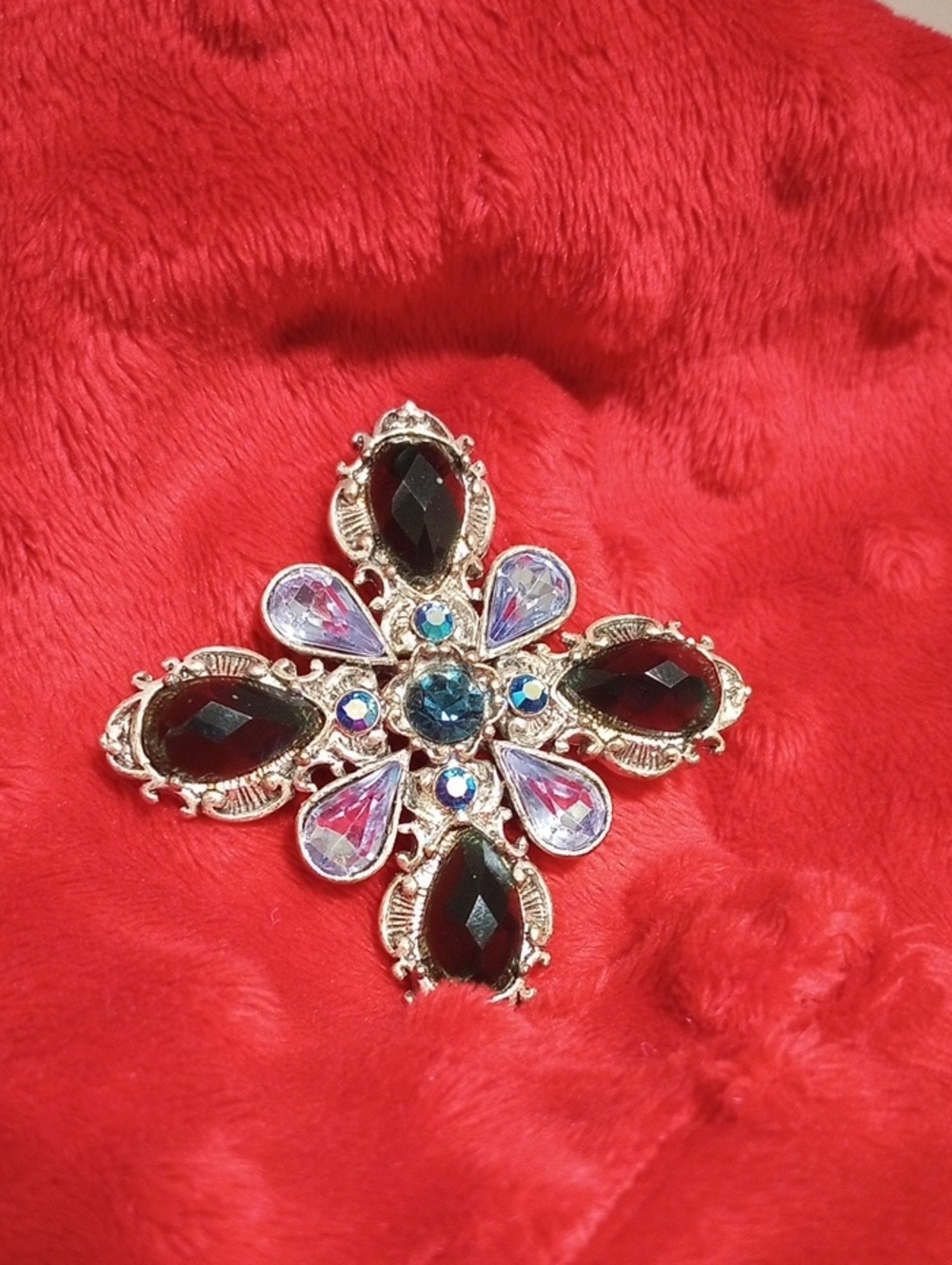 Blue Rhinestone Brooch